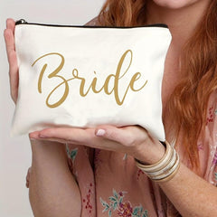 Bride Print Zipper Make Up Bag Canvas Travel Toiletry Organizer