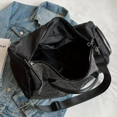 Rhinestone Travel Shoulder Bag Large Capacity Crossbody Handbag