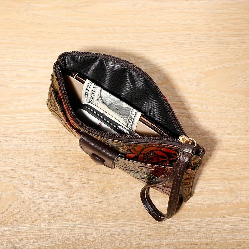 Floral Print Coin Purse Credit Card Organizer & ID Holder Clutch Bag