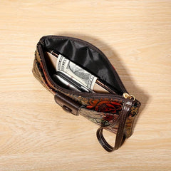 Floral Print Coin Purse Credit Card Organizer & ID Holder Clutch Bag
