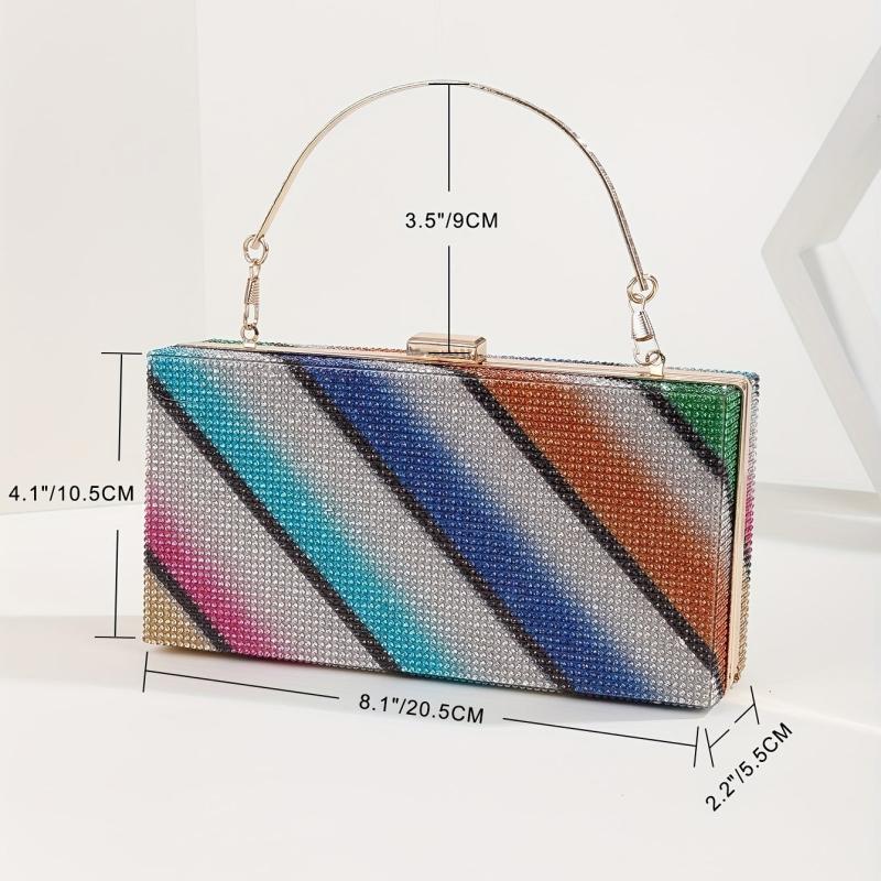 Colorful Rhinestone Square Bag Glitter Satchel Women's Evening Bag