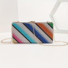 Colorful Rhinestone Square Bag Glitter Satchel Women's Evening Bag