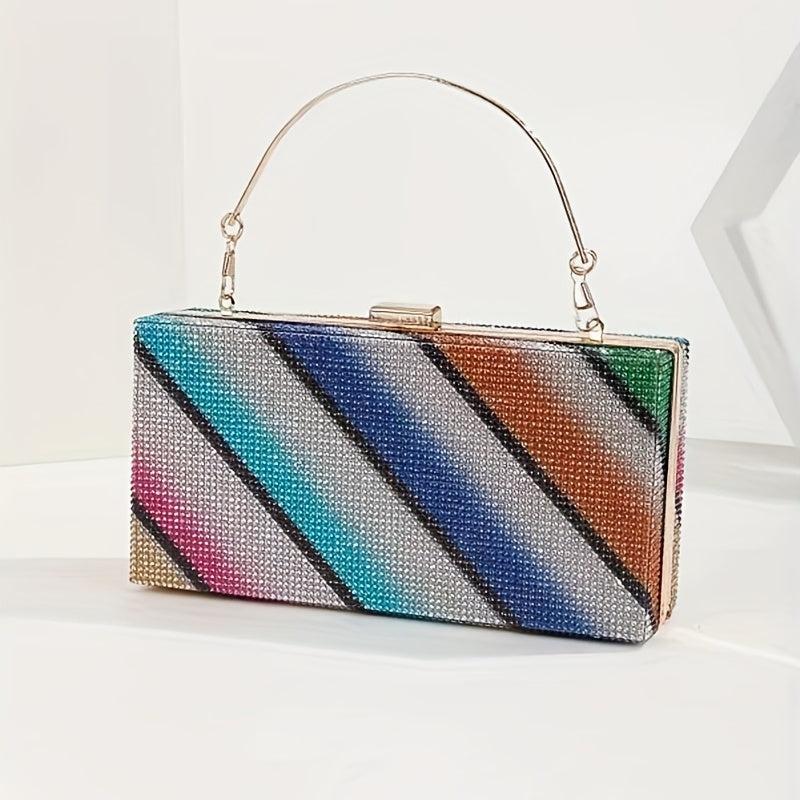 Colorful Rhinestone Square Bag Glitter Satchel Women's Evening Bag