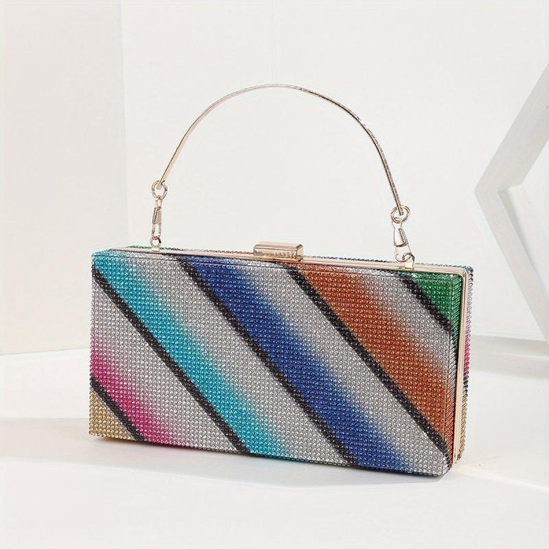 Colorful Rhinestone Square Bag Glitter Satchel Women's Evening Bag