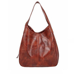 Large Capacity Tote Bag Soft Faux Leather Zipper Handbag