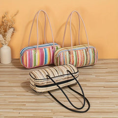 Colorful Straw Woven Shoulder Bag Large Capacity