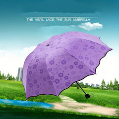 3-Fold Plastic Sun Umbrella Flowering Design