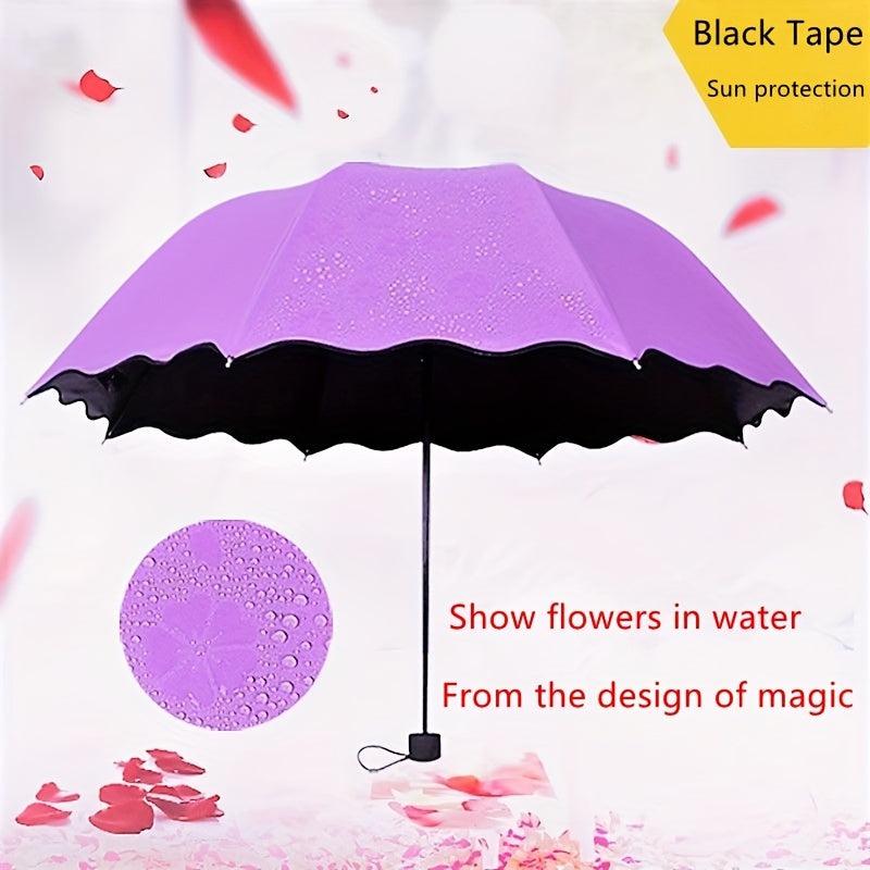 3-Fold Plastic Sun Umbrella Flowering Design