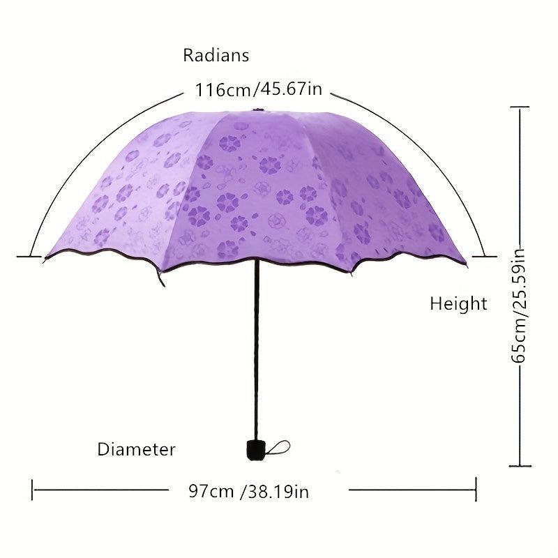 3-Fold Plastic Sun Umbrella Flowering Design