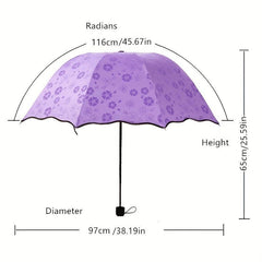 3-Fold Plastic Sun Umbrella Flowering Design