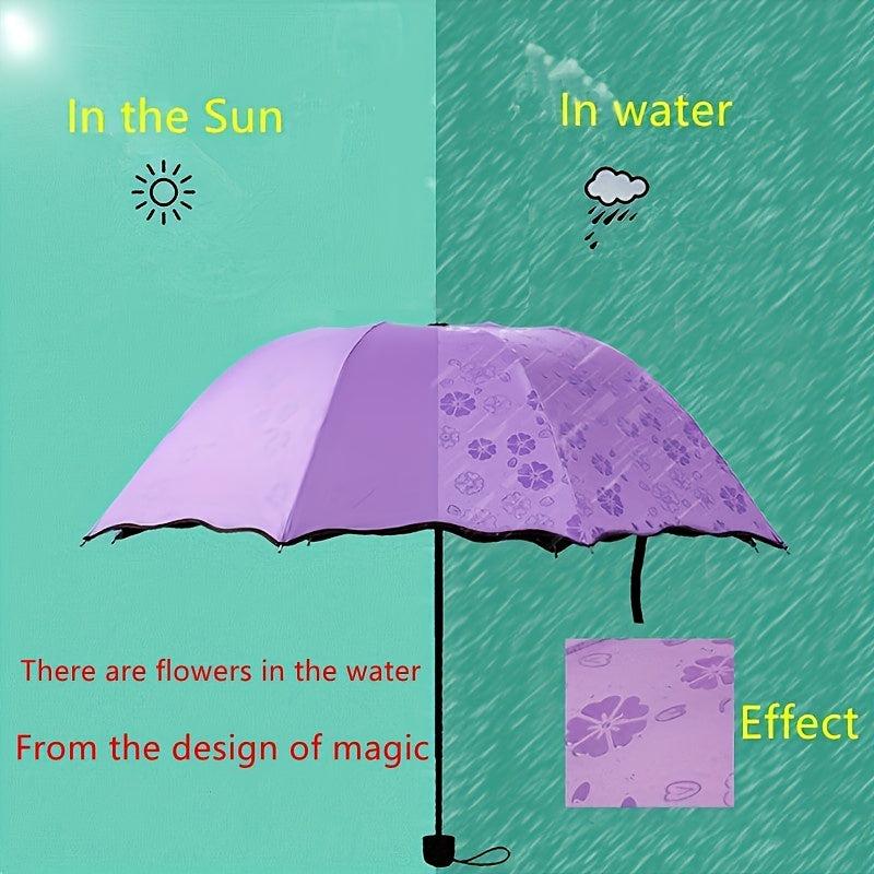 3-Fold Plastic Sun Umbrella Flowering Design