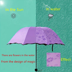 3-Fold Plastic Sun Umbrella Flowering Design