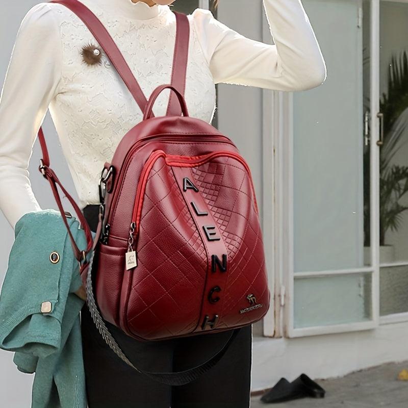 Casual Letter Plaid Backpack Large Capacity Travel Backpack