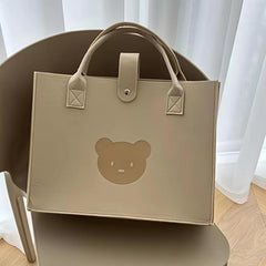 Little Bear Tote Bags Portable Shopping Felt Tote Bag Solid Handbags