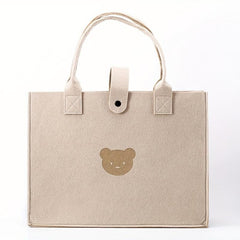 Little Bear Tote Bags Portable Shopping Felt Tote Bag Solid Handbags