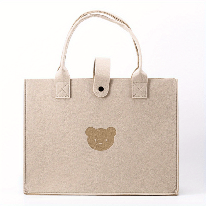 Little Bear Tote Bags Portable Shopping Felt Tote Bag Solid Handbags