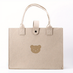 Little Bear Tote Bags Portable Shopping Felt Tote Bag Solid Handbags