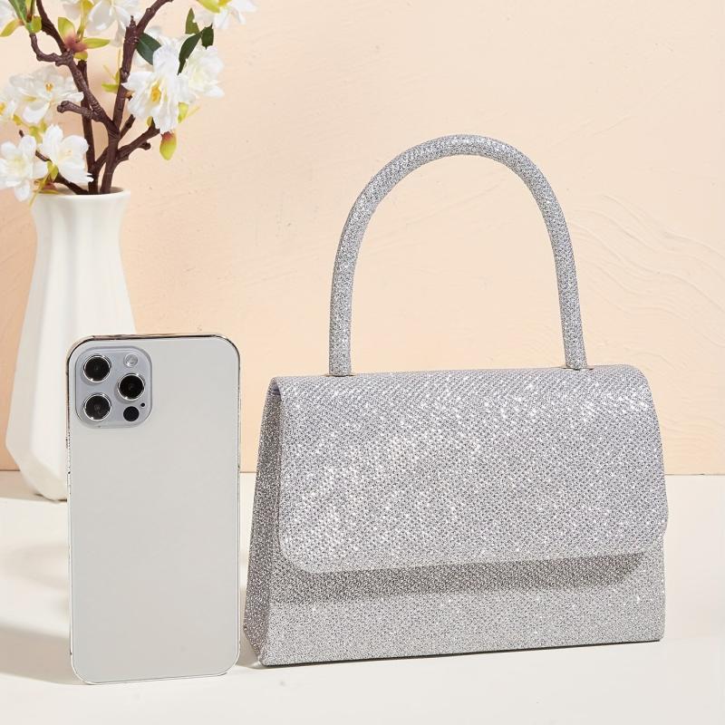 Glitter Satchel Bag Classic Handbag Chain Strap Banquet Bag