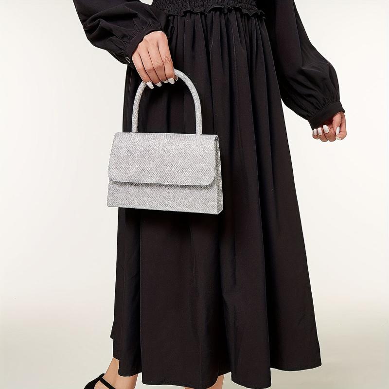 Glitter Satchel Bag Classic Handbag Chain Strap Banquet Bag