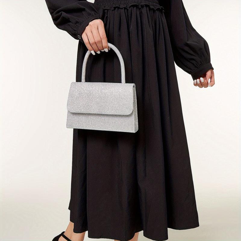 Glitter Satchel Bag Classic Handbag Chain Strap Banquet Bag
