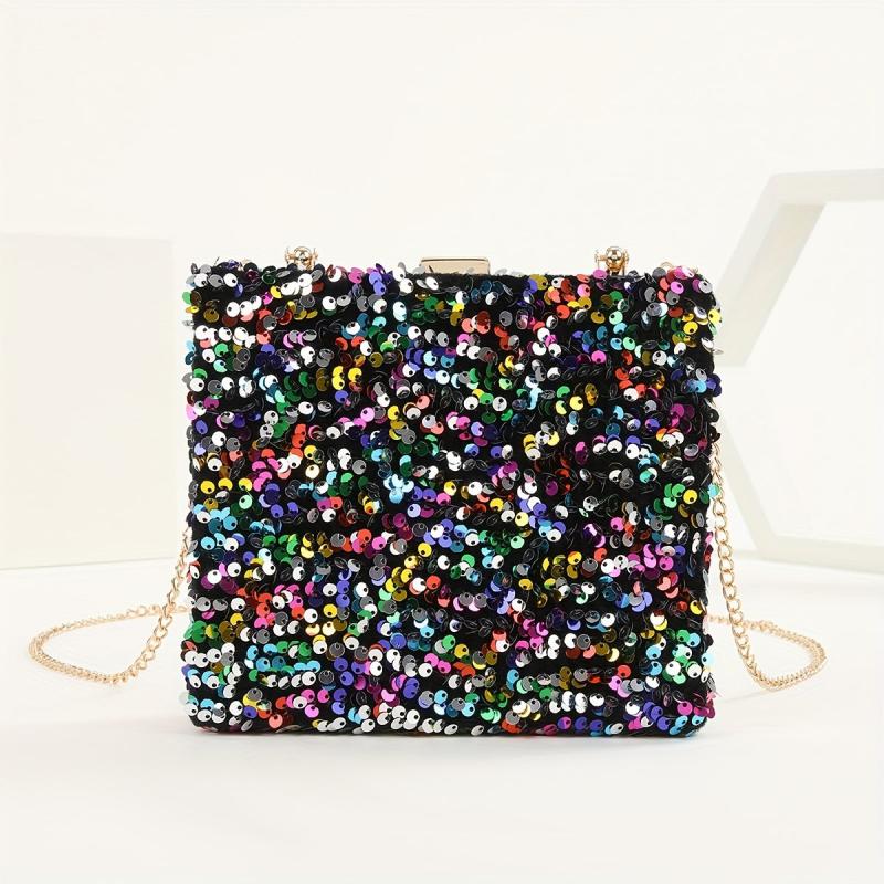 Colorful Sequins Clutch Purse Glitter Handbag for Wedding Party