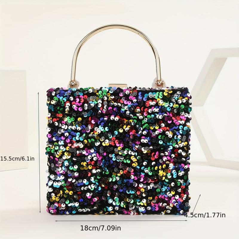 Colorful Sequins Clutch Purse Glitter Handbag for Wedding Party