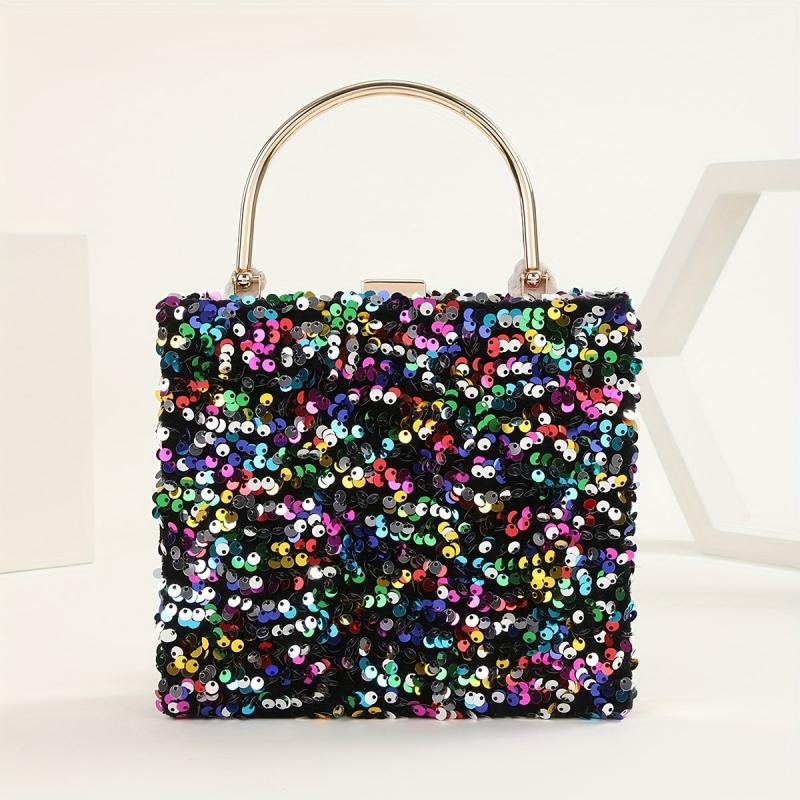 Colorful Sequins Clutch Purse Glitter Handbag for Wedding Party