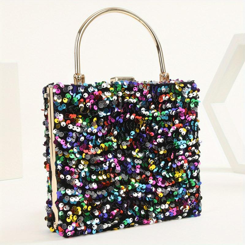 Colorful Sequins Clutch Purse Glitter Handbag for Wedding Party