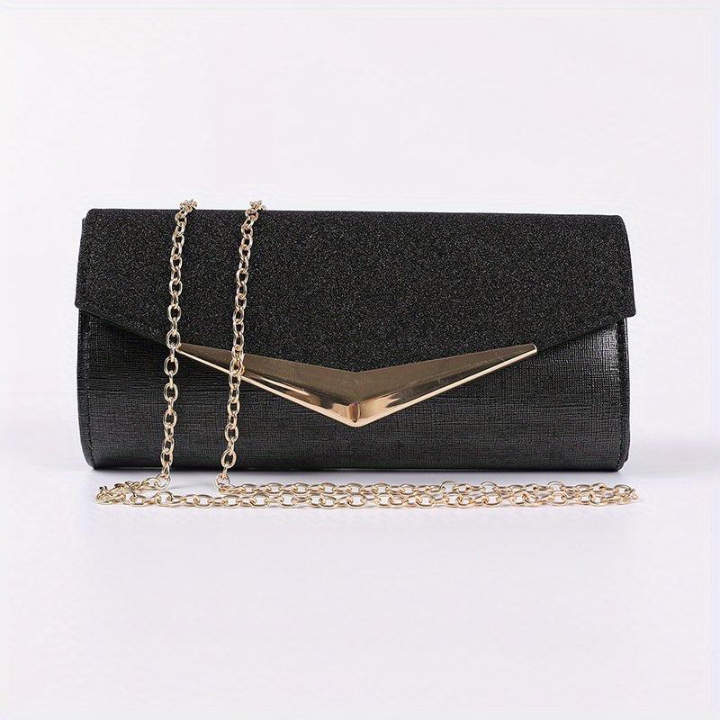 Glitter Sequins Evening Clutch Wallet with Chain Strap
