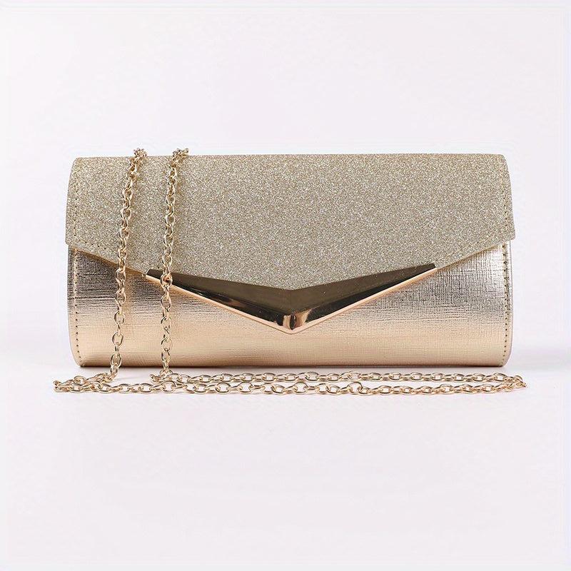 Glitter Sequins Evening Clutch Wallet with Chain Strap