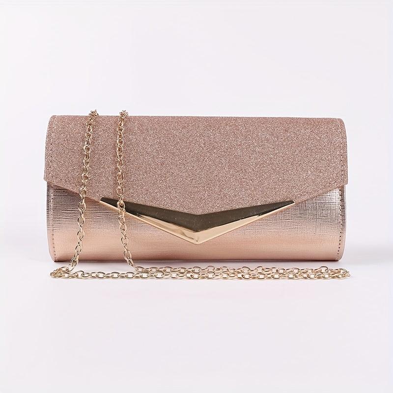 Glitter Sequins Evening Clutch Wallet with Chain Strap