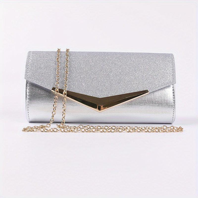 Glitter Sequins Evening Clutch Wallet with Chain Strap