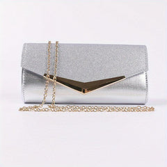 Glitter Sequins Evening Clutch Wallet with Chain Strap