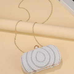 Bead Decor Clutch Bag Glitter Evening Bag Chain Strap