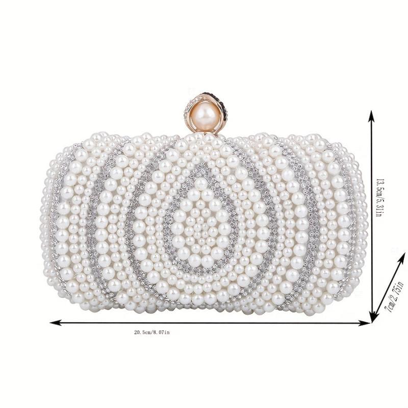 Bead Decor Clutch Bag Glitter Evening Bag Chain Strap