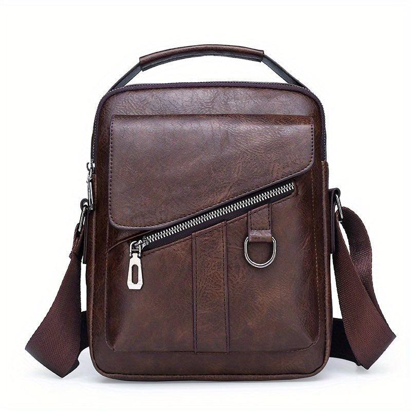 Men's PU Leather Crossbody Chest Bag for Travel Sport Camping