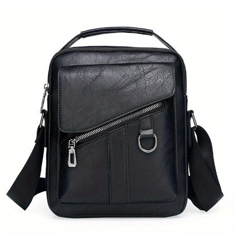 Men's PU Leather Crossbody Chest Bag for Travel Sport Camping