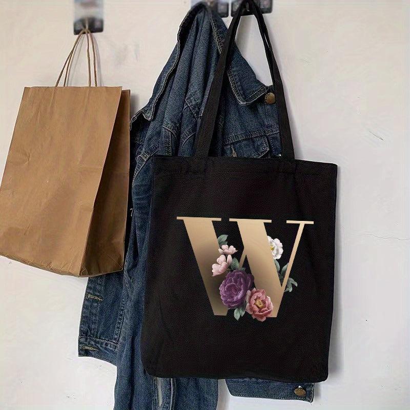 Floral Print Tote Bag Large Capacity Canvas Beach Bag