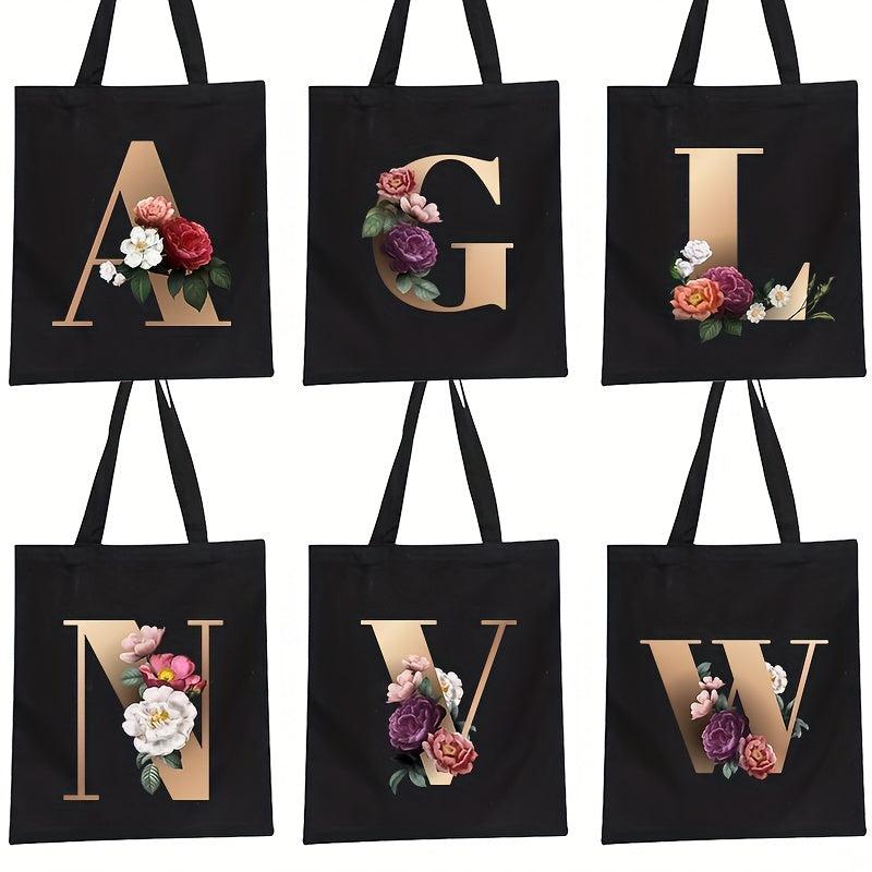 Floral Print Tote Bag Large Capacity Canvas Beach Bag
