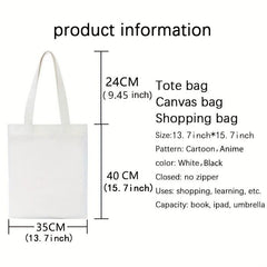 Rabbit Graphic Canvas Shopper Bag Large Tote Bag