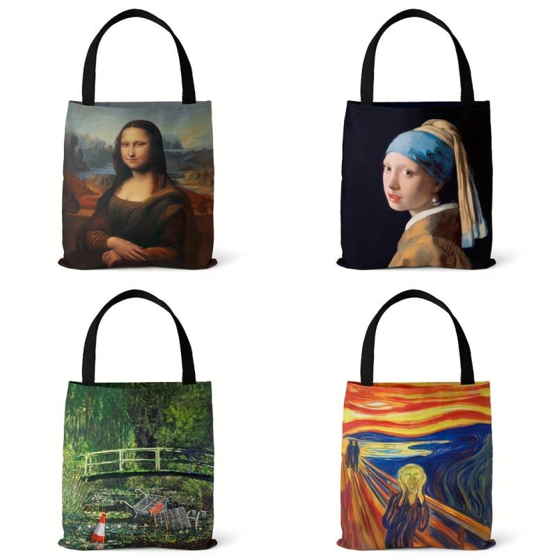 Famous Painting Series Tote Bag Lightweight Canvas Shoulder Bag