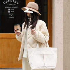 Minimalist Canvas Shoulder Bag Versatile Large Handbag All Match Satchel Bag