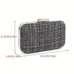Elegant Plaid Kiss Lock Chain Clutch Evening Bag