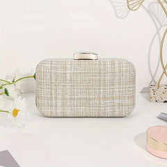 Elegant Plaid Kiss Lock Chain Clutch Evening Bag