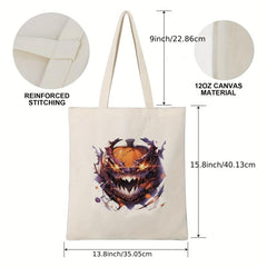 Halloween Pumpkin Pattern Canvas Bag Large Capacity