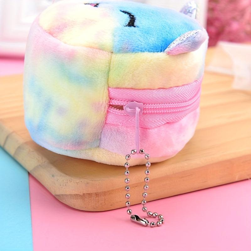 Mini Cartoon Plush Coin Purse Zipper Clutch Wallet Earphone Bag