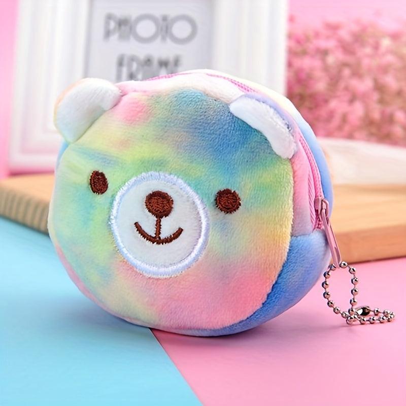 Mini Cartoon Plush Coin Purse Zipper Clutch Wallet Earphone Bag