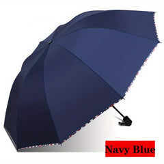 10 Ribs Travel Folding Umbrella, Strong & Portable, Rain or Shine Dual Use
