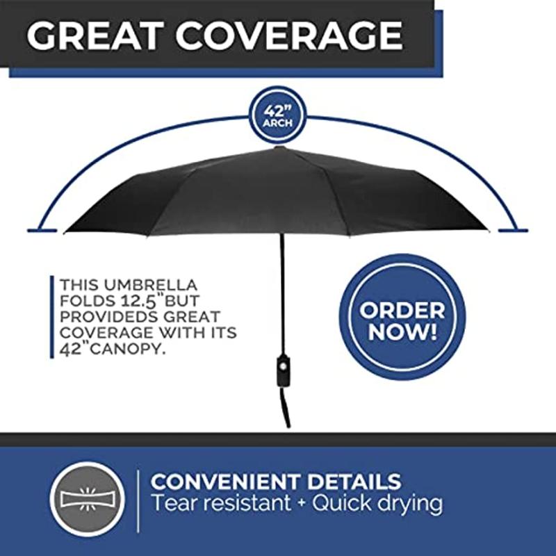 Windproof Coated Travel Umbrella Auto Open Close Stylish Lightweight