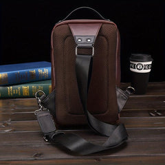 Men's Leather Crossbody Bag Vintage Chest Bag Large Capacity Satchel